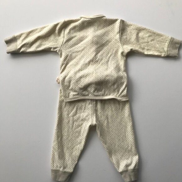 FREE with PURCHASE INTONS newborn boy girl baby 2 piece pajama cream green 3-6mo - Picture 2 of 12